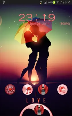 Cute Couple Kiss GO Locker Theme android App screenshot 0