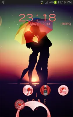 Cute Couple Kiss GO Locker Theme android App screenshot 2